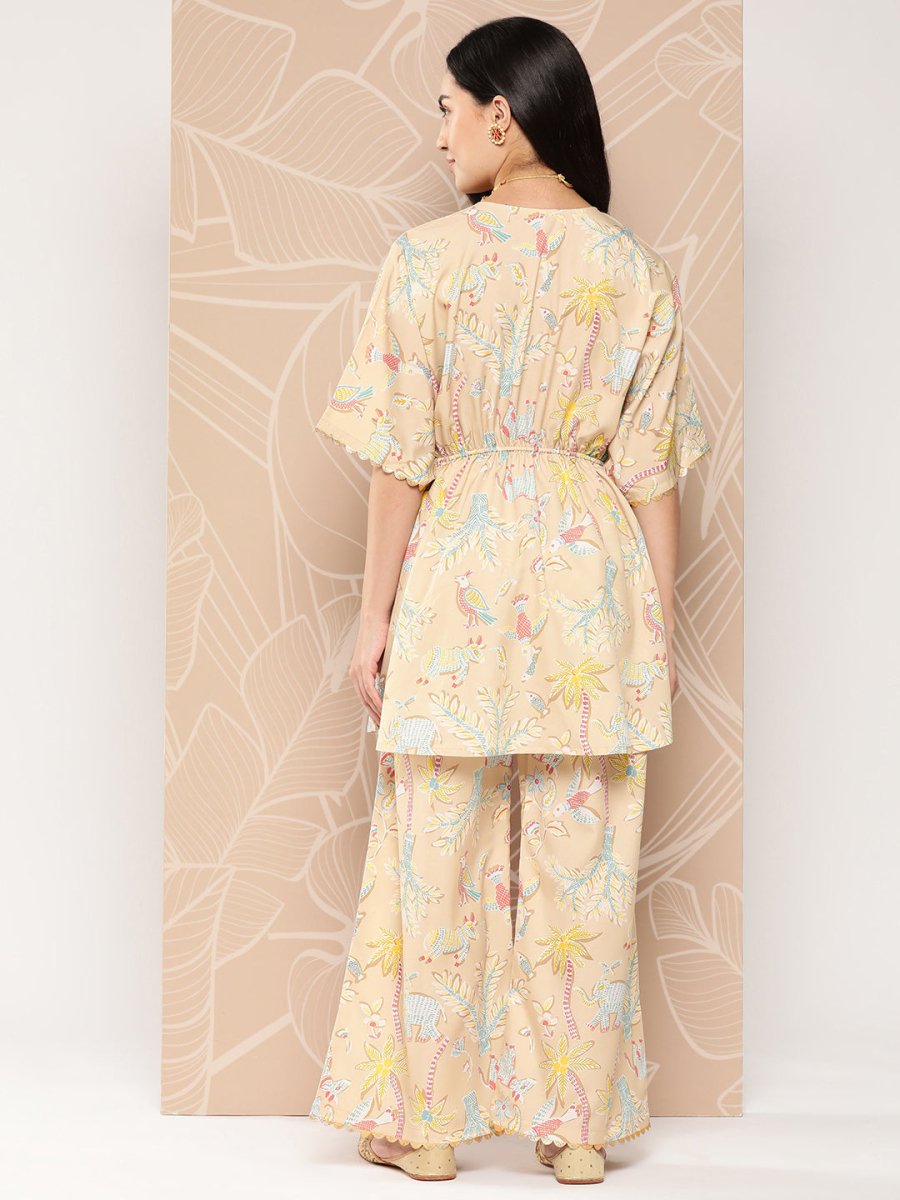 Ahalyaa Women Printed Crepe Tunic With Palazzos