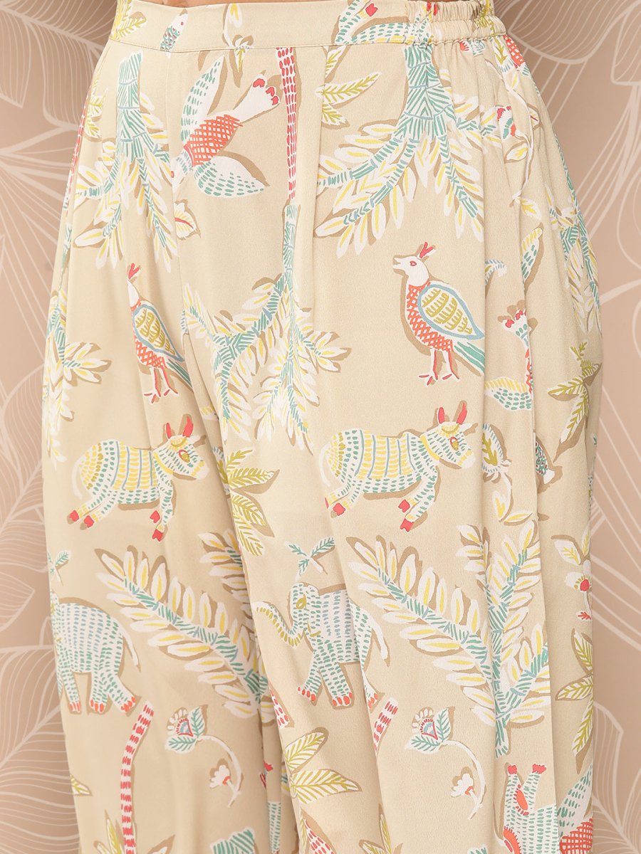 Ahalyaa Women Printed Crepe Tunic With Palazzos