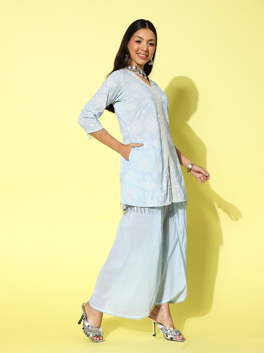 Ahalyaa Printed Cotton Tunic with Palazzos
