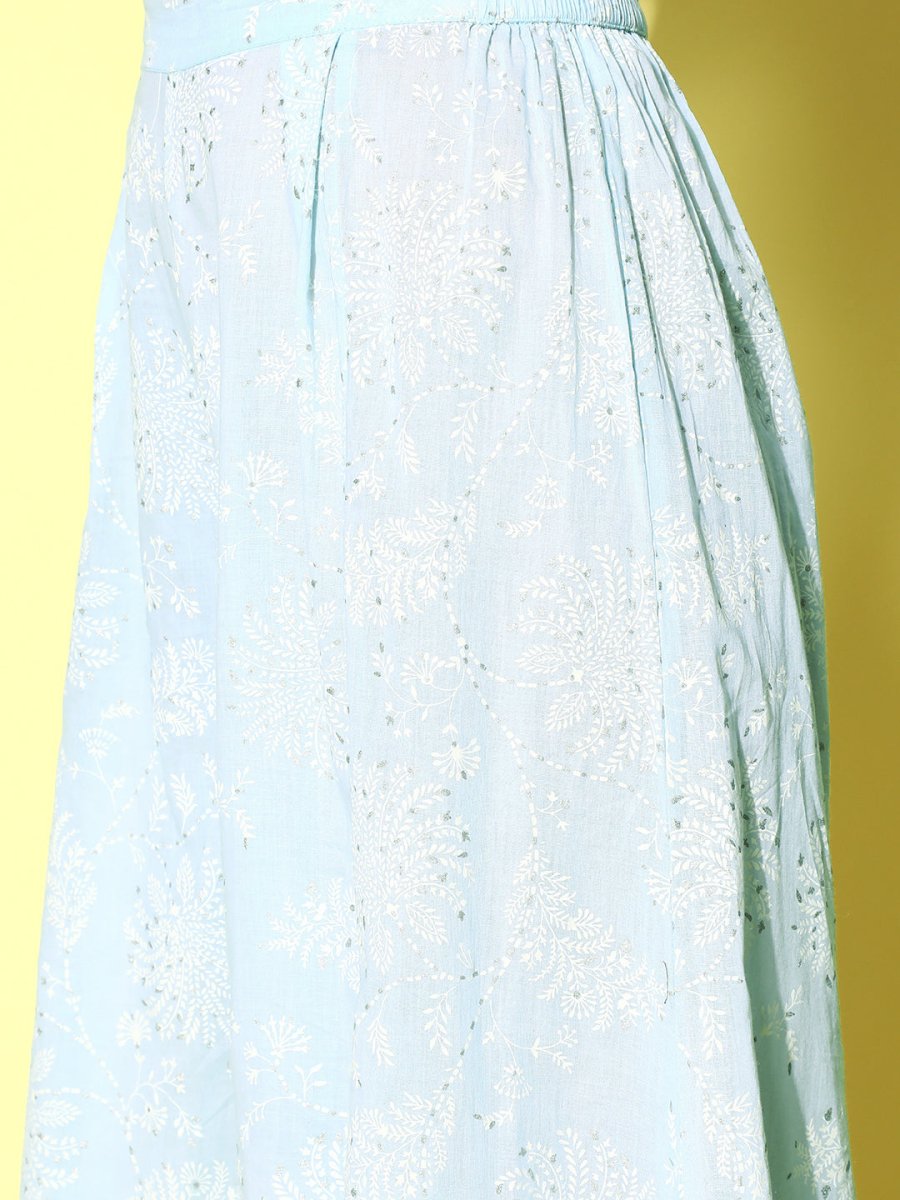 Ahalyaa Blue Pure Cotton Tunic & Palazzos Ethnic Co-Ords