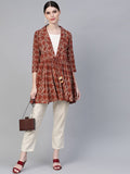Ahalyaa Brown & Cream-Coloured Printed A-Line Tunic