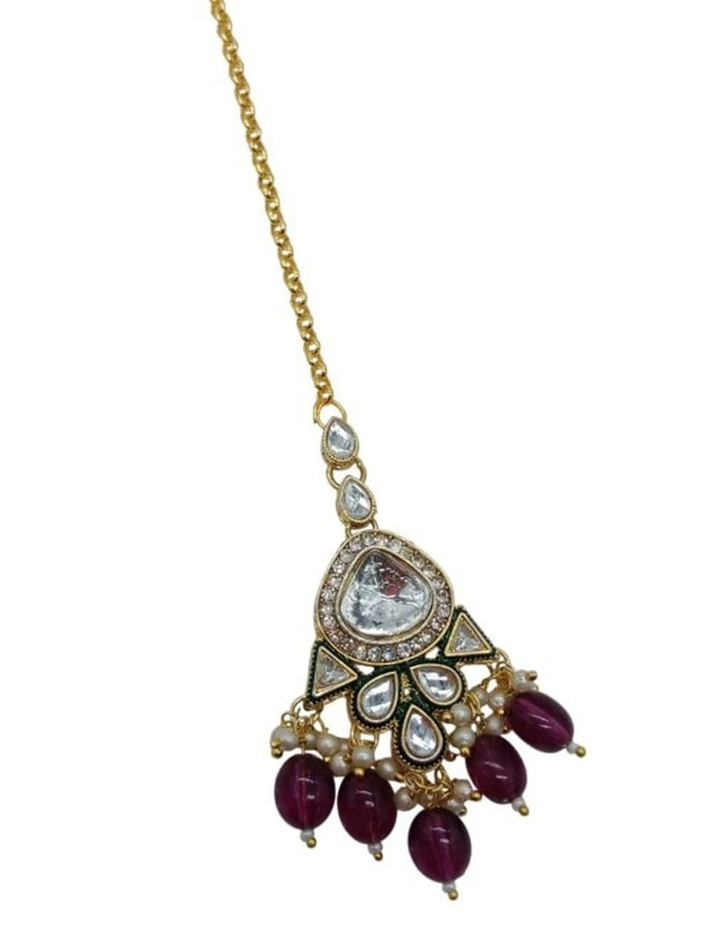 Jewel City Gold-Plated Kundan Choker Necklace Set with Beads & Maang Tikka | Traditional Indian Bridal Jewelry