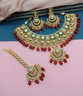 Jewel City Bridal Beaded Kundan Choker Necklace Set - Traditional Gold-Plated Indian Wedding Jewelry