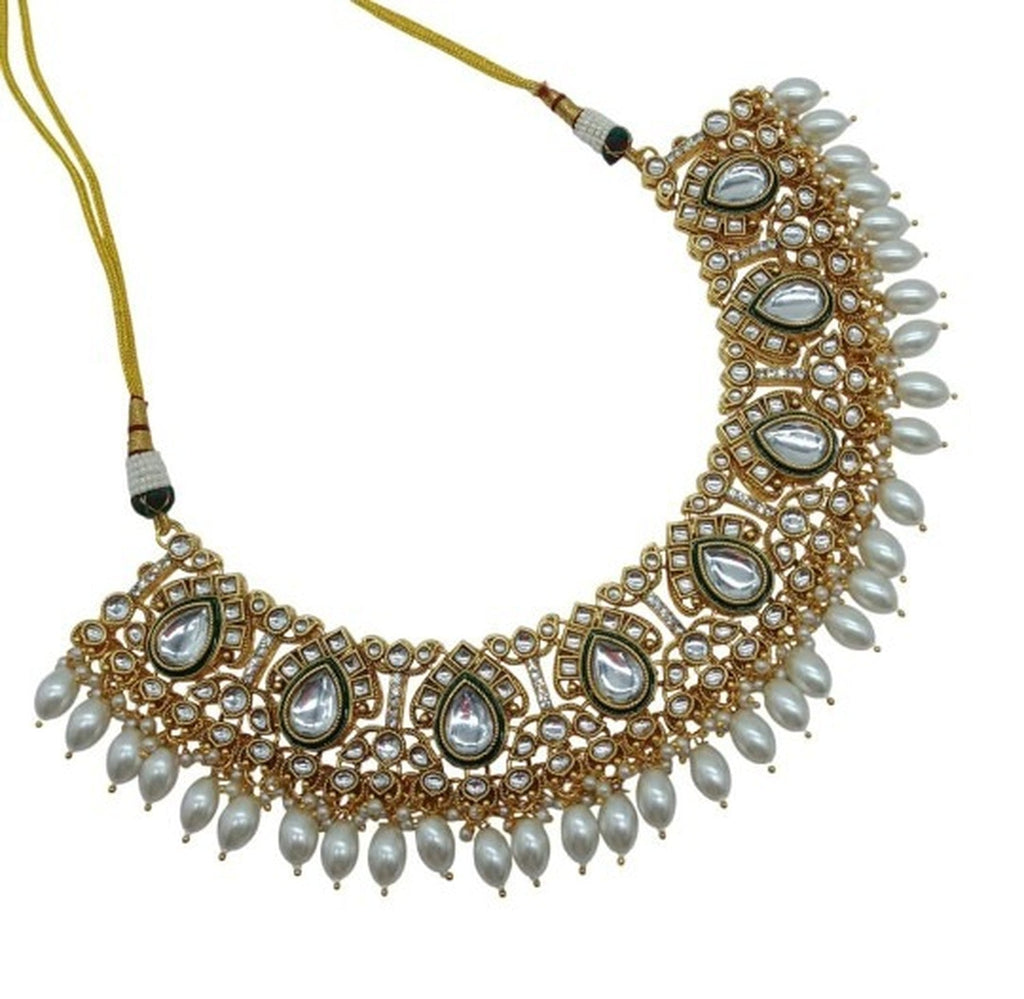 Jewel City Indian Kundan Pearl Jewelry Set Traditional Indian Bridal Necklace Gold-Plated Handcrafted Ethnic Jewelry Set