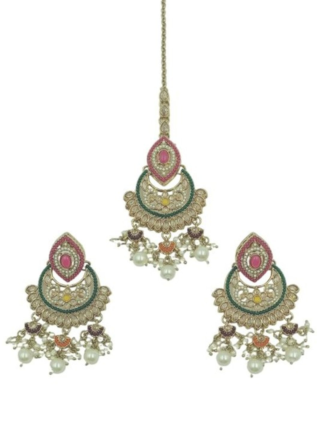 Jewel City Gold-Plated Handcrafted Kundan Bridal Jewelry Set | Traditional Ethnic Necklace, Earrings, Maang Tikka for all Occasions