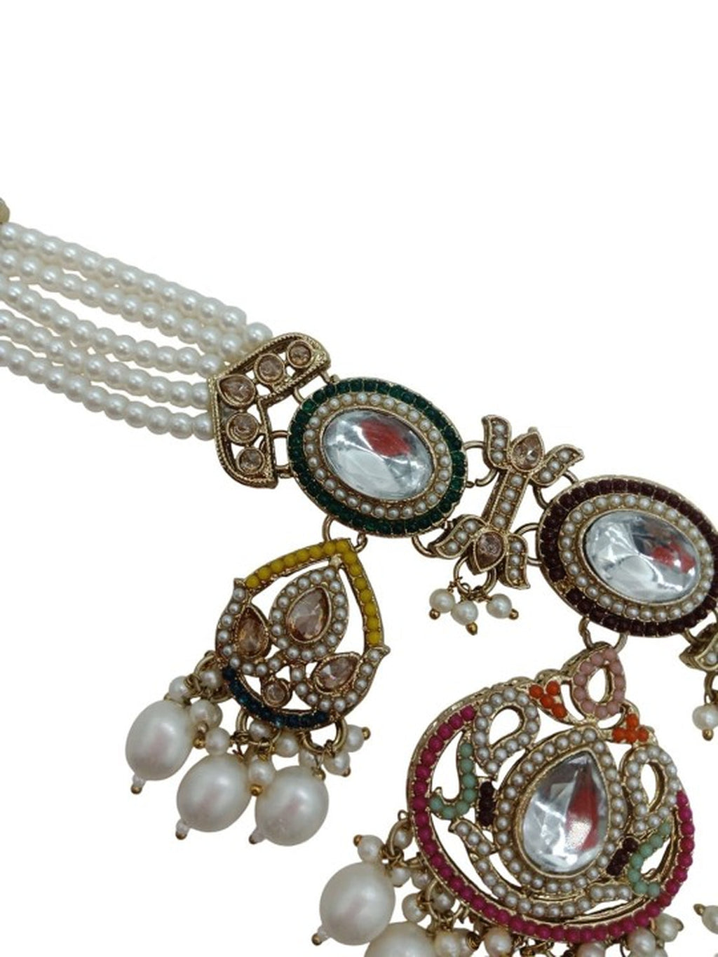 Jewel City Regal Pearl Kundan Choker Jewelry Set with Maang Tikka - Traditional Indian Wedding & Festival Collection