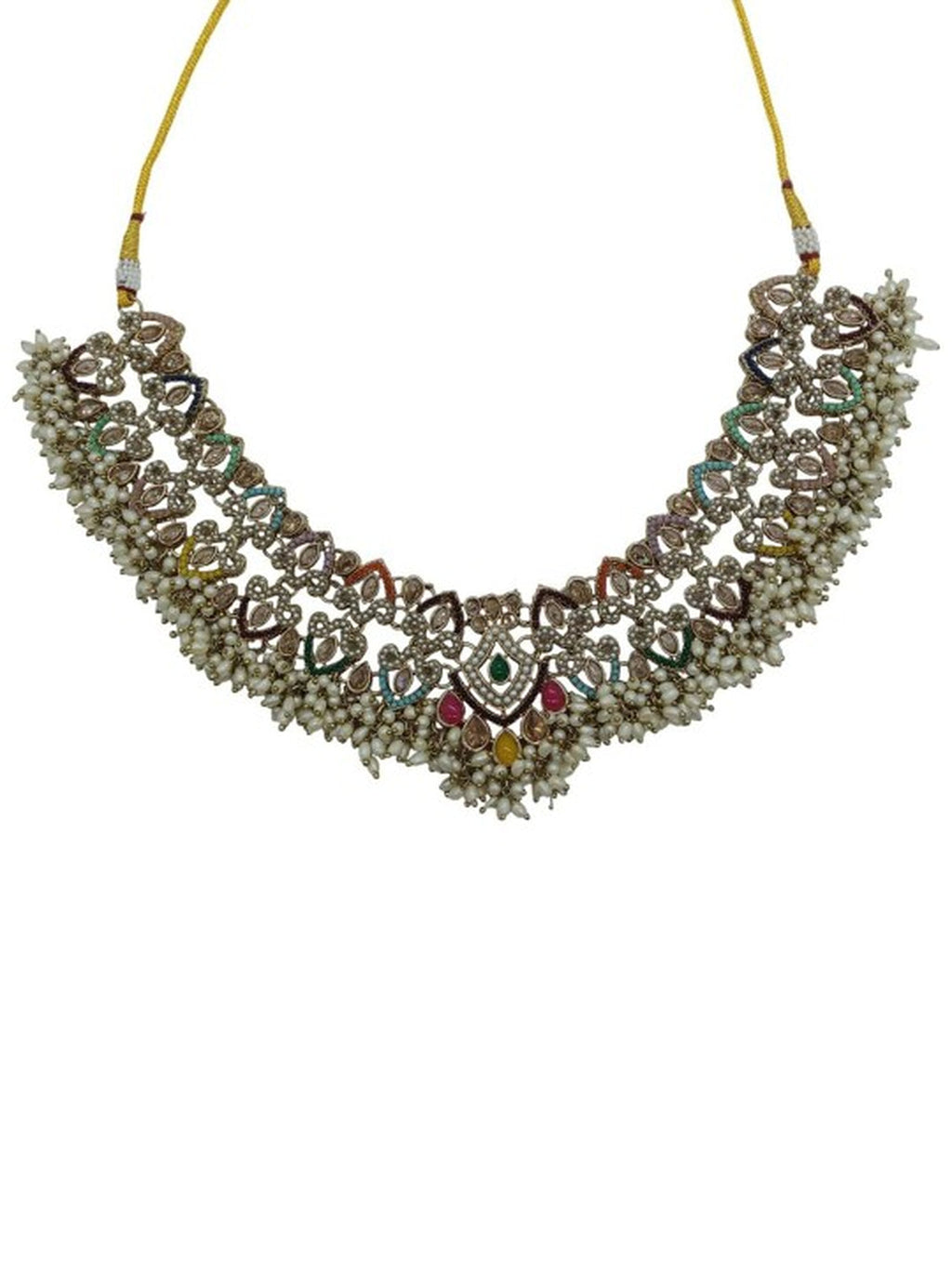 Jewel City Exquisite Multi Color Kundan Pearl Choker Necklace Set - Traditional Indian Wedding Jewelry Collection