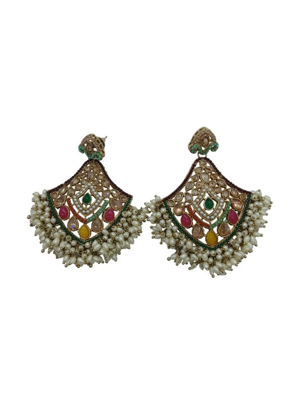 Jewel City Exquisite Multi Color Kundan Pearl Choker Necklace Set - Traditional Indian Wedding Jewelry Collection
