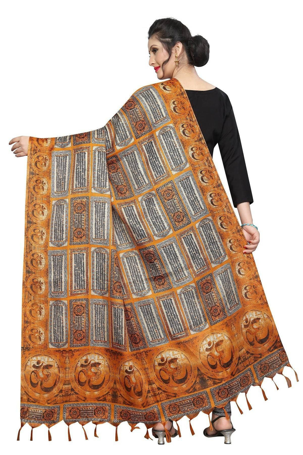 Vamika Mustard Multi Printed Khadi Bhagalpuri Dupatta