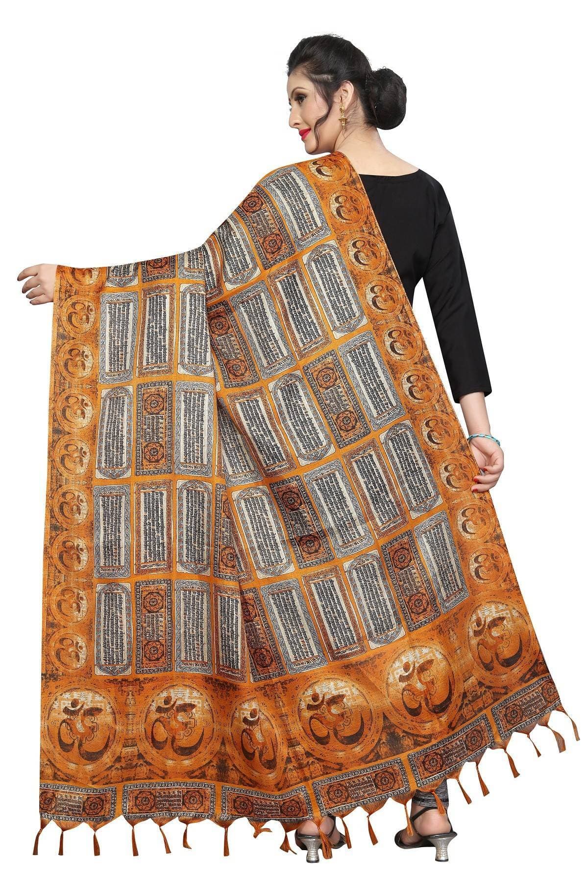Vamika Mustard Multi Printed Khadi Bhagalpuri Dupatta