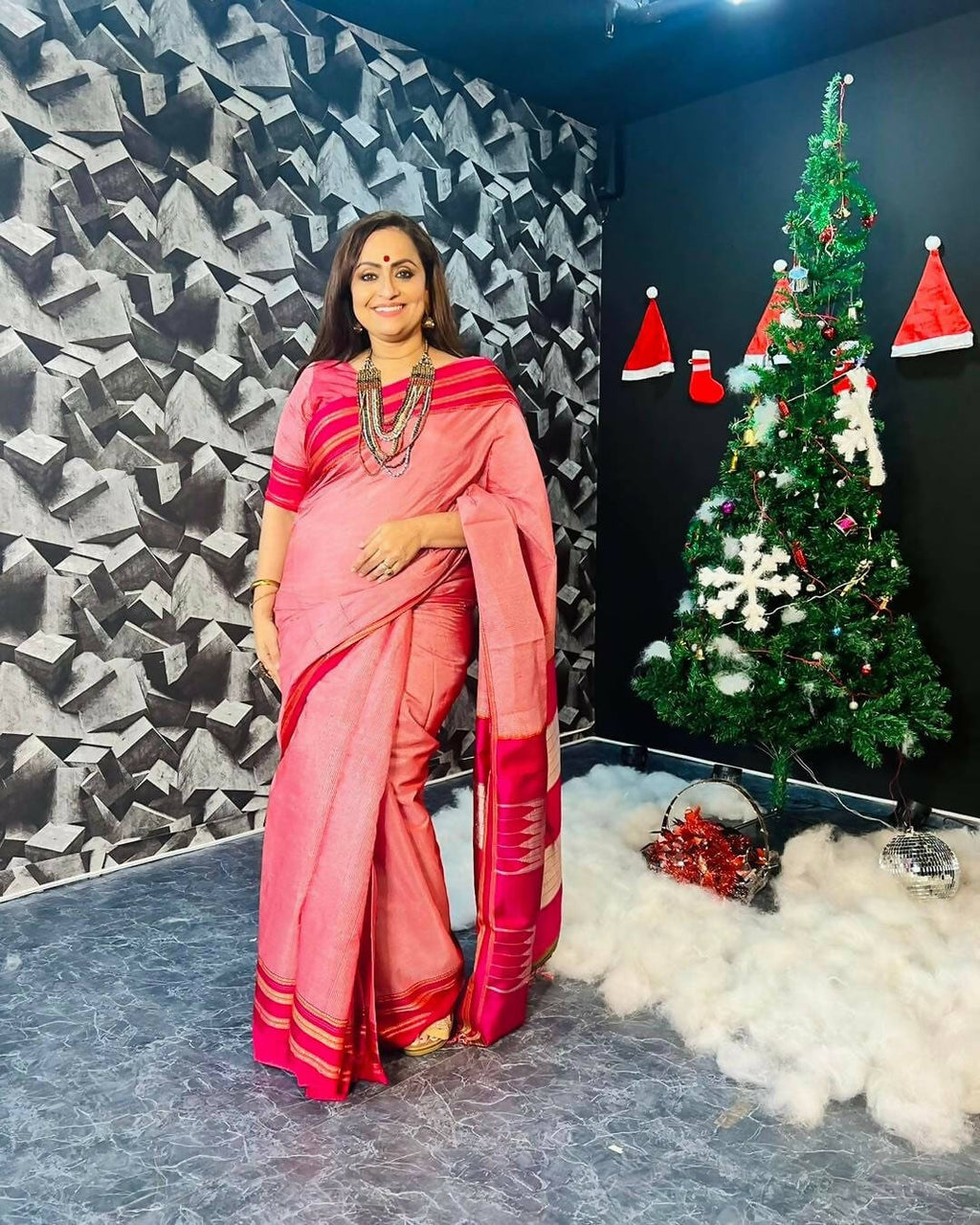 Very Much Indian Handloom Cotton Viscose Ilkal Saree Pink