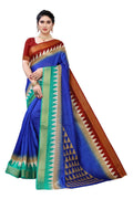 Vamika Blue & Brown Linen Jari Border Saree (GUNJAN BLUE)