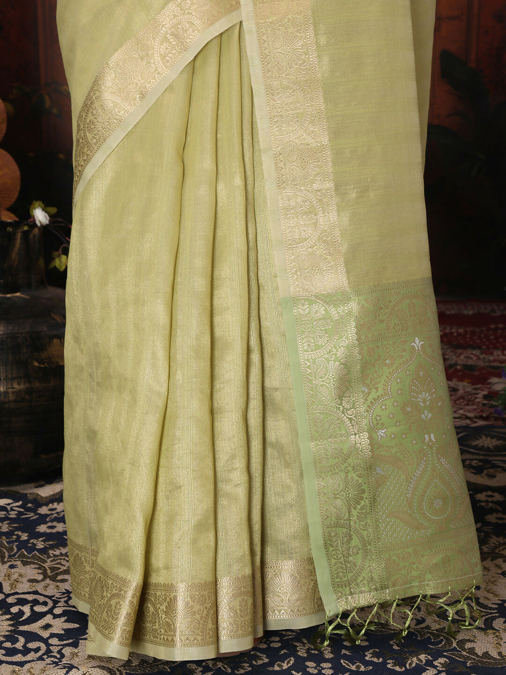 Shree Shyam Fashion Organza Mhendi Green Saree