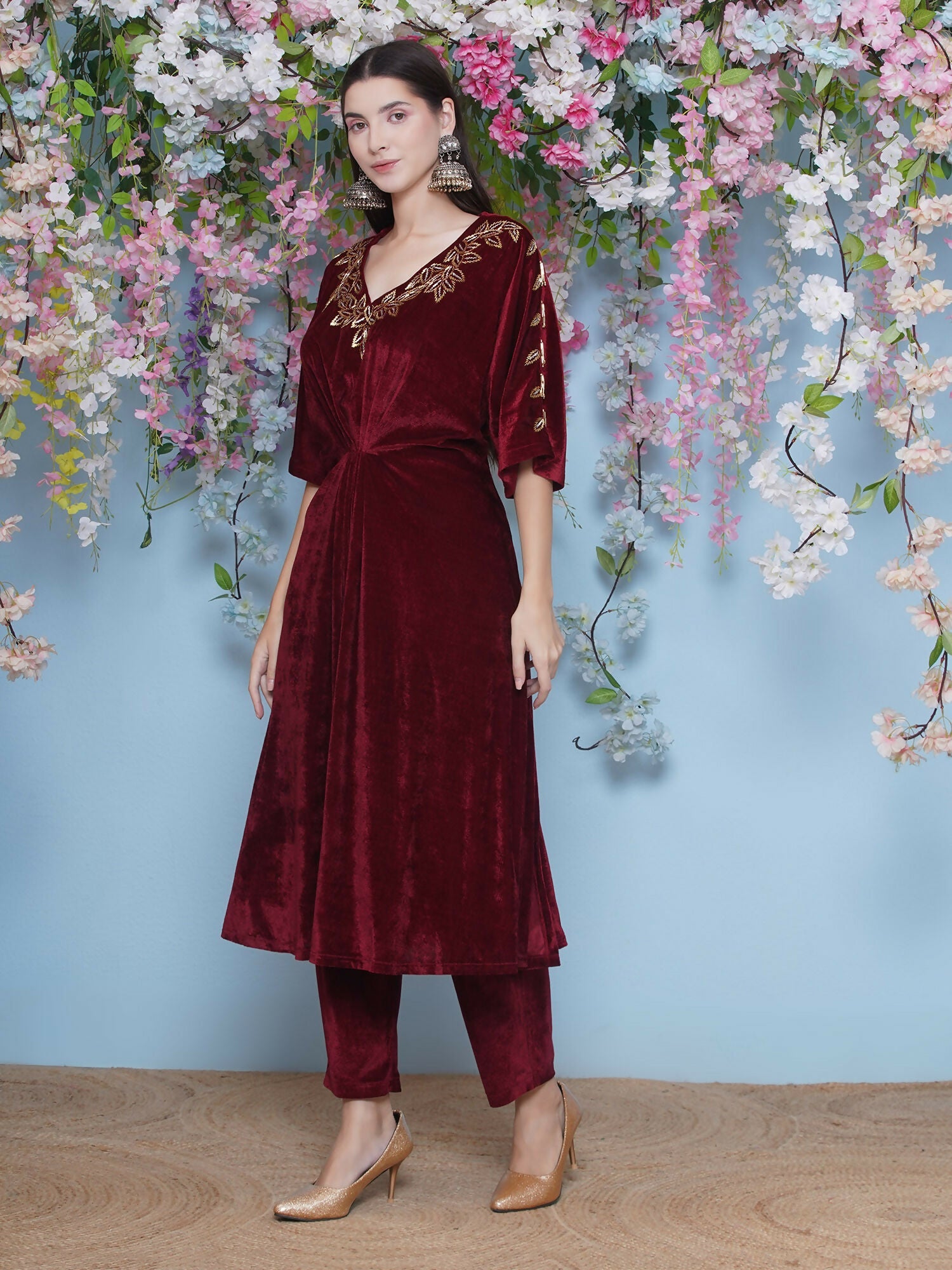 Joban Fashion Maroon Hand Embellished Coord Set