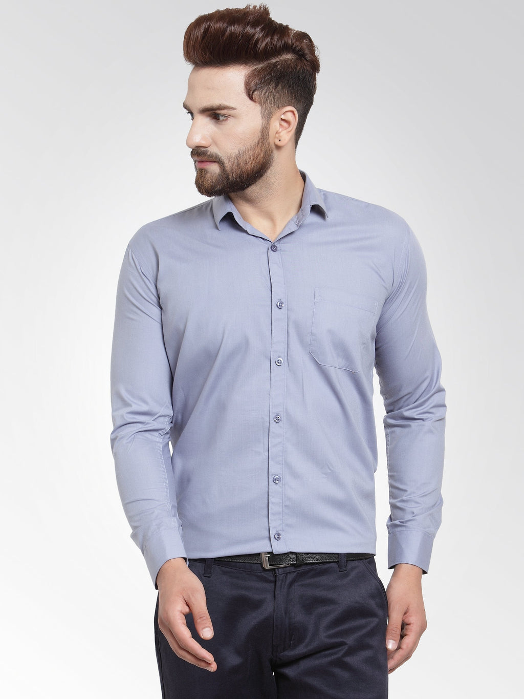 Jainish Men's Cotton Solid Light Grey Formal Shirt's ( SF 361Light-Grey )