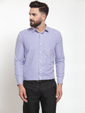 Jainish Blue Men's Cotton Striped Formal Shirts ( SF 735Blue )