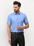 Jainish Blue Men's Cotton Half Sleeves Solid Formal Shirts ( SF 754Light-Blue )