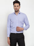 Jainish Blue Men's Cotton Checked Formal Shirt's ( SF 760Blue )