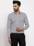 Jainish Black Men's Cotton Geometric Formal Shirt's ( SF 771Black )
