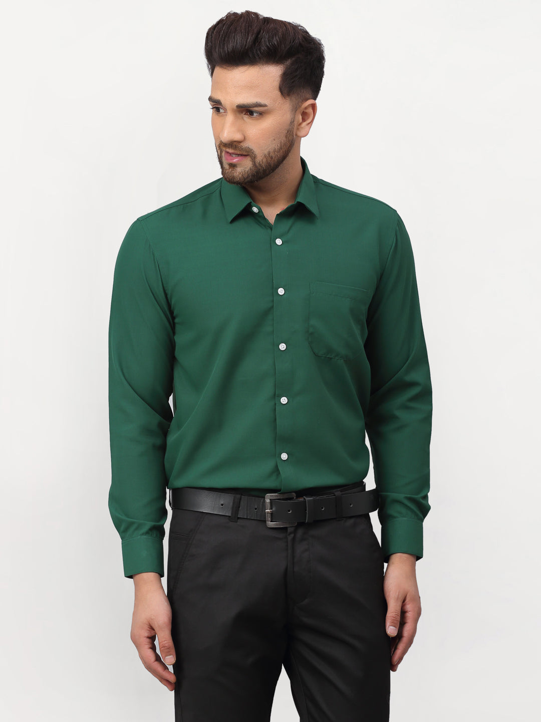 Jainish Olive Men's Solid Formal Shirts ( SF 777Olive )