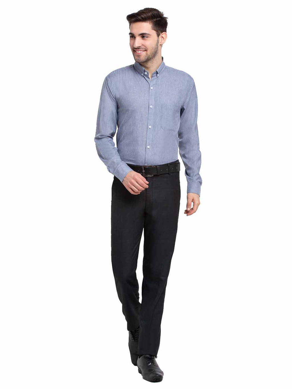 Jainish Grey Men's Button Down Collar Cotton Formal Shirt ( SF 785Grey )
