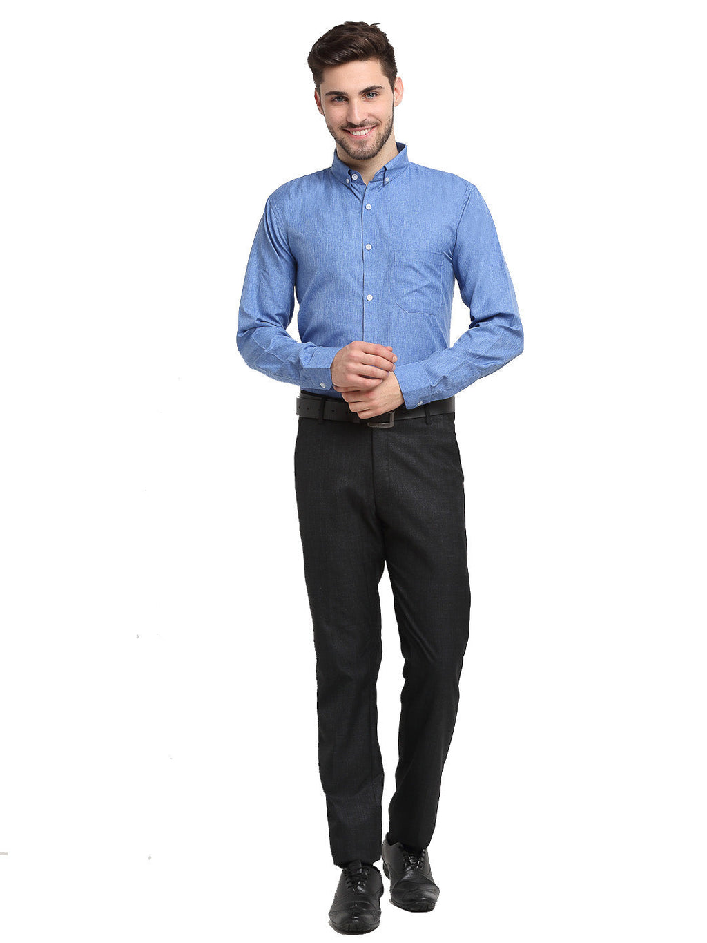 Jainish Blue Men's Button Down Collar Cotton Formal Shirt ( SF 785Light-Blue )