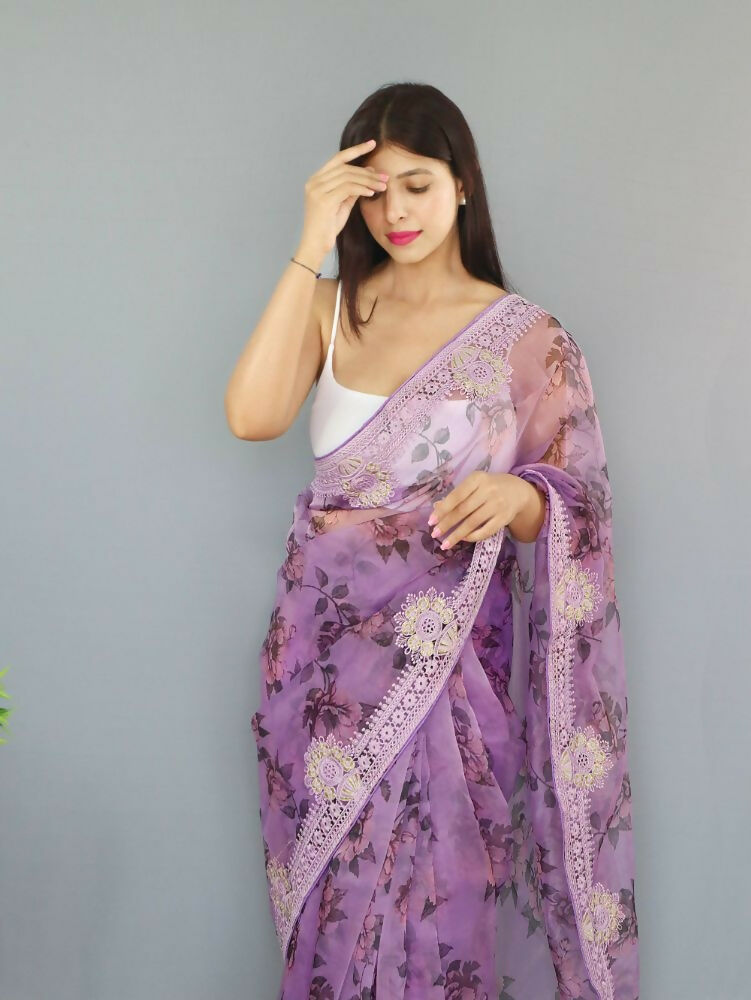 Vamsee Man Mohini Purple Organza Saree