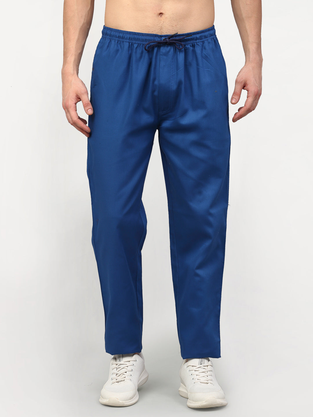 Jainish Men's Cotton Solid Track Pants - Blue