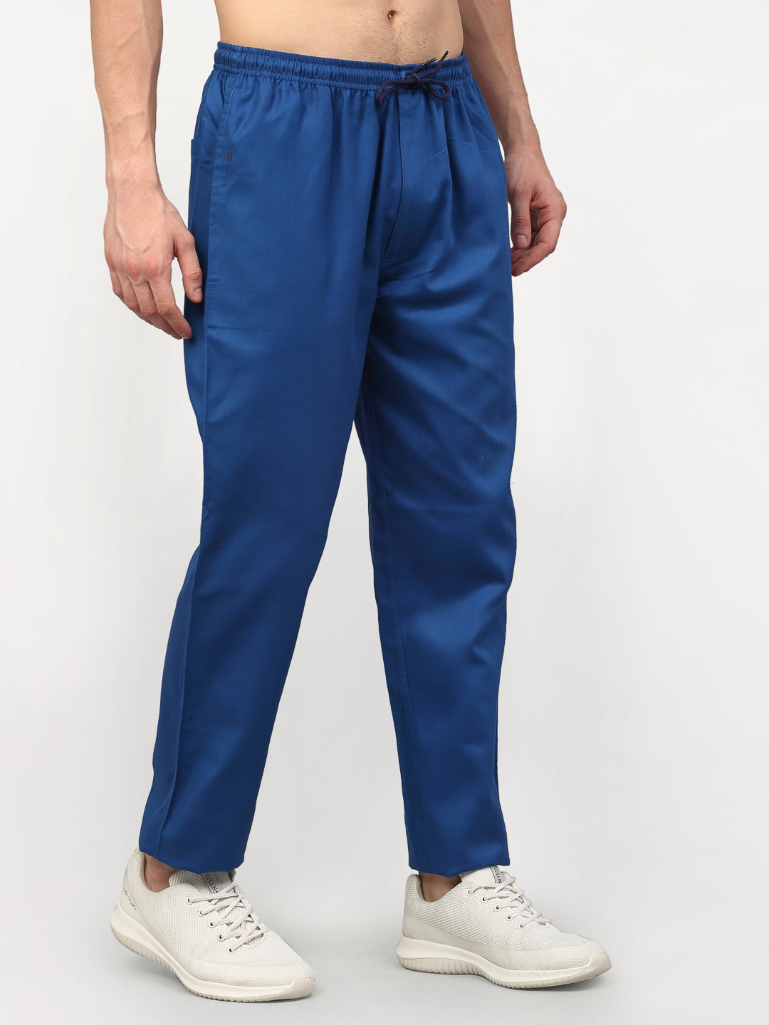 Jainish Men's Cotton Solid Track Pants - Blue
