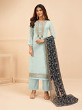 Myra Light Blue Georgette Embroidered Palazzo Suit