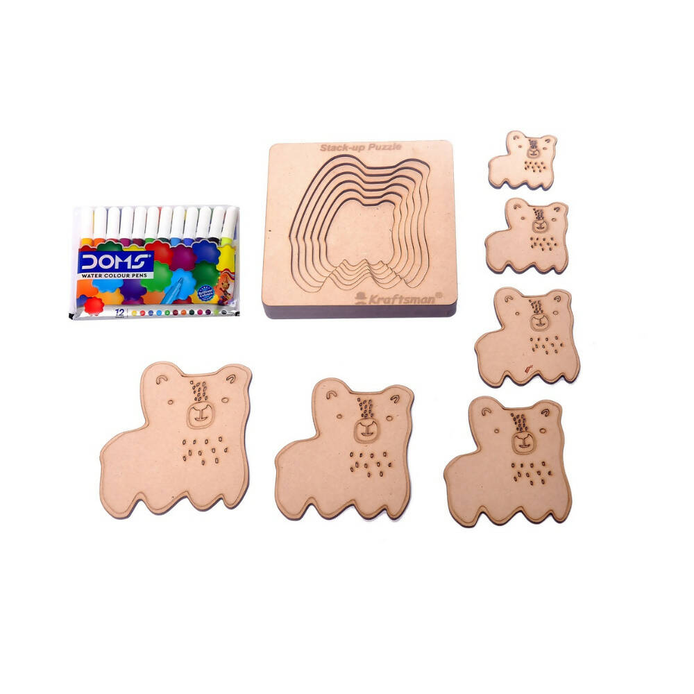 Kraftsman Stack up Puzzles/ Layered Puzzle Cute Dog Shape for Kids | Color Kit Included | 6 Pieces Puzzle