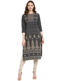 Ahalyaa Women Grey Printed Straight Kurta