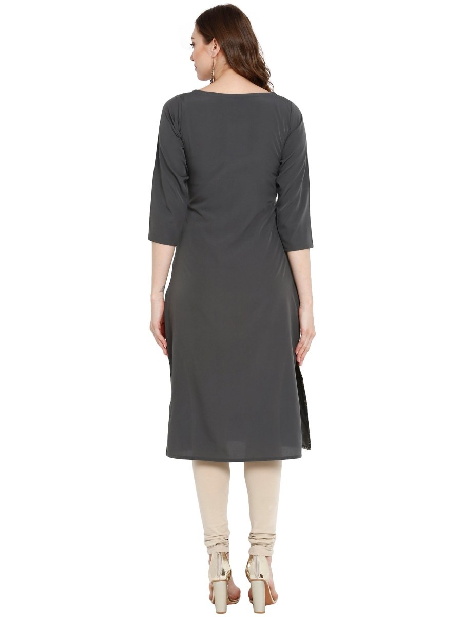 Ahalyaa Women Grey Printed Straight Kurta