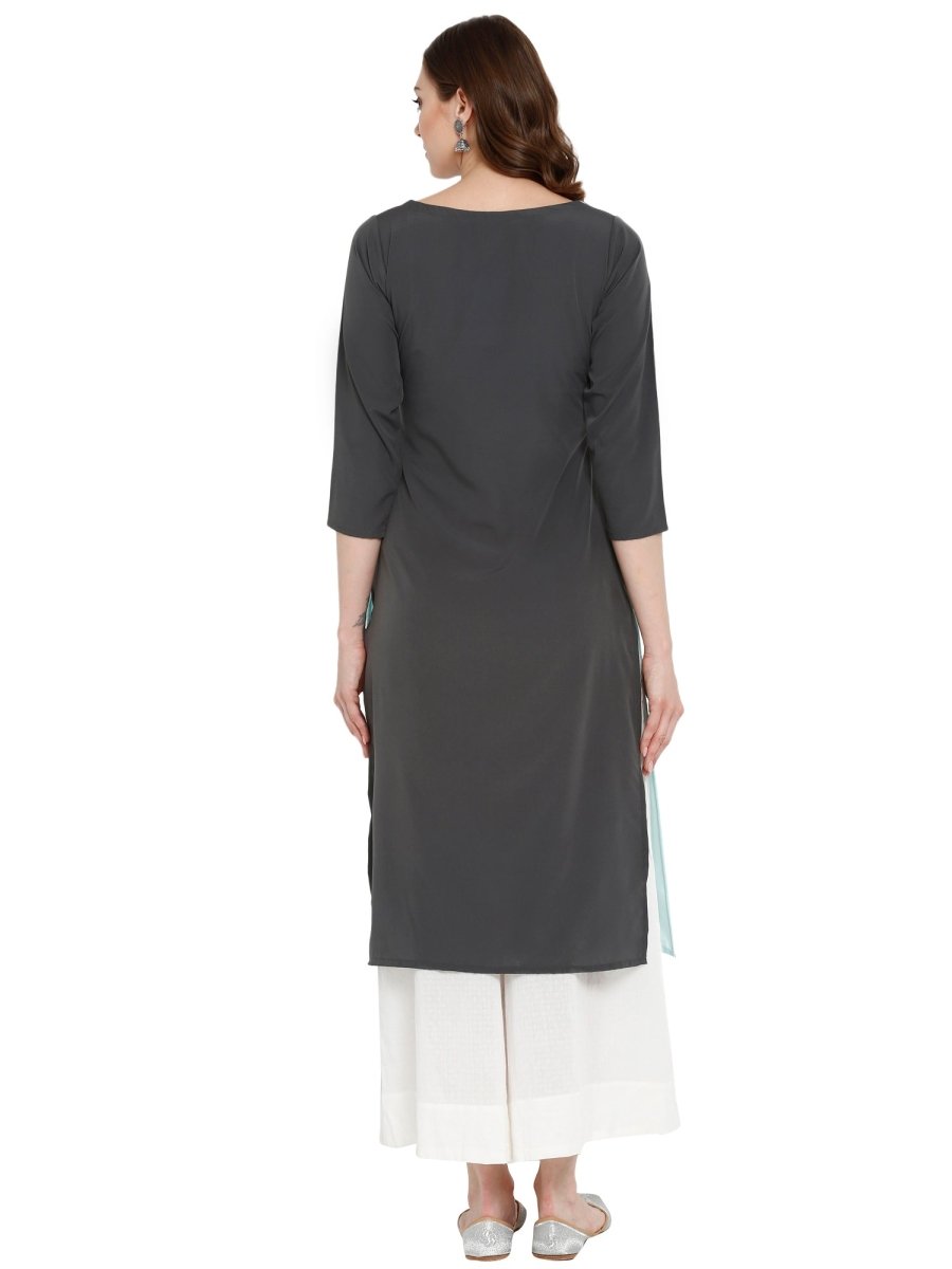 Ahalyaa Women Blue & Black Printed Straight Kurta