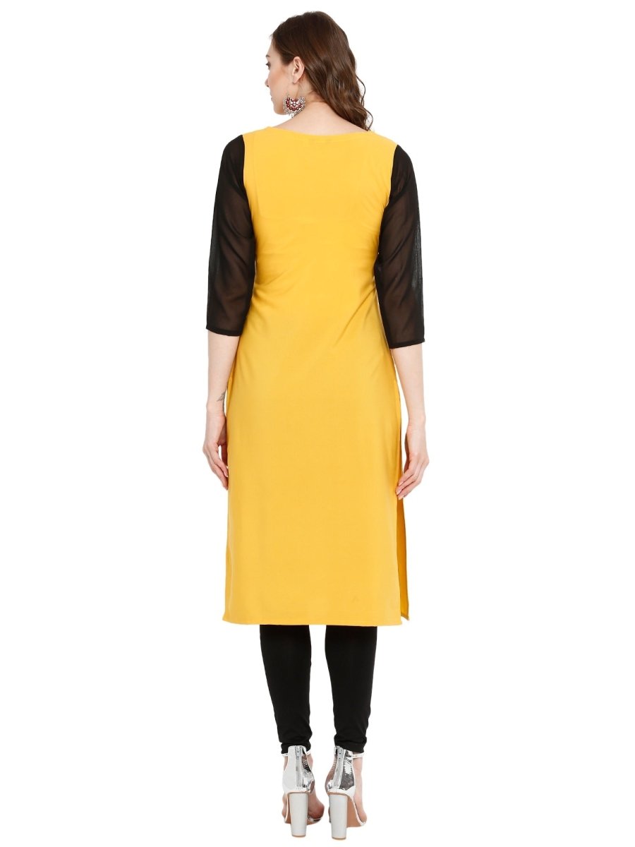 Ahalyaa Women Yellow Printed Straight Kurta