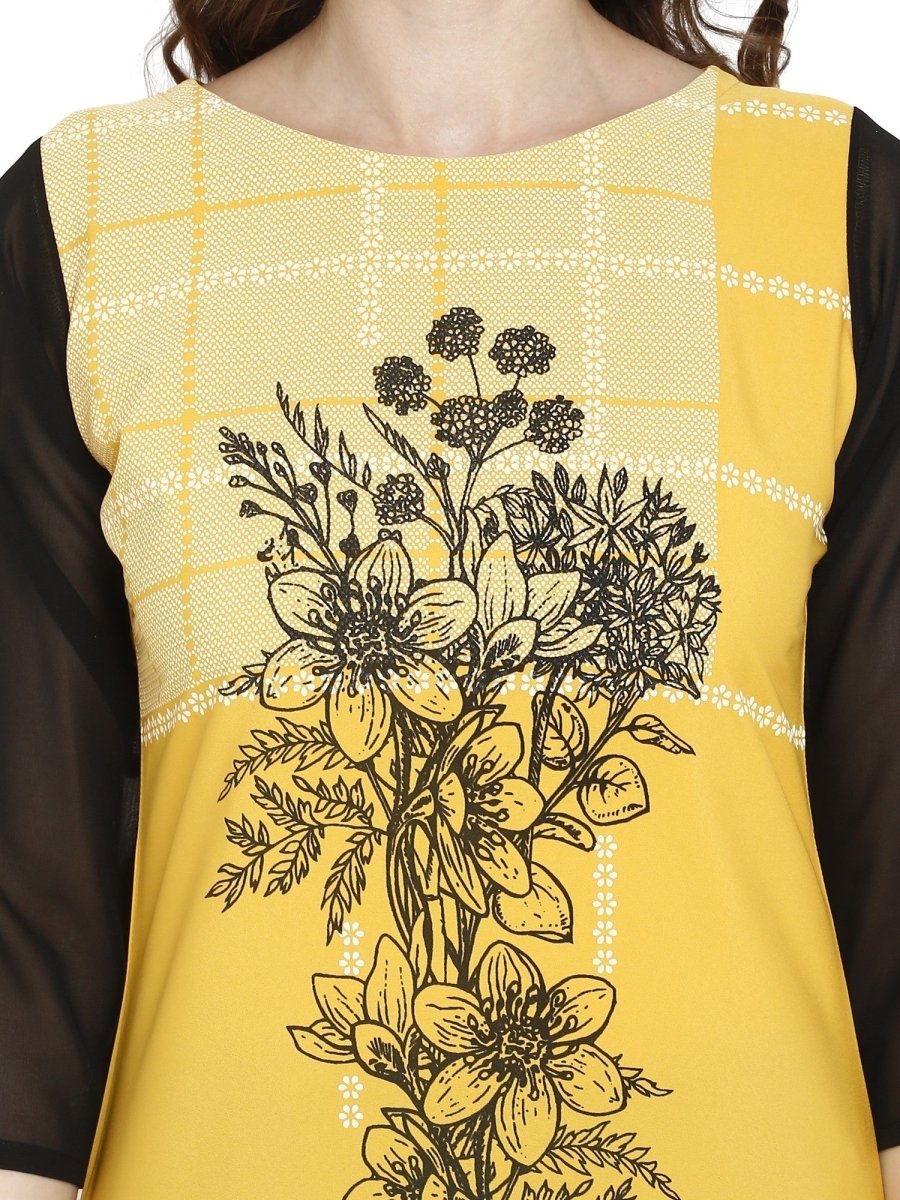 Ahalyaa Women Yellow Printed Straight Kurta