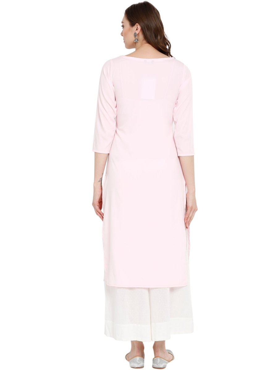Ahalyaa Women Pink Printed Straight Kurta