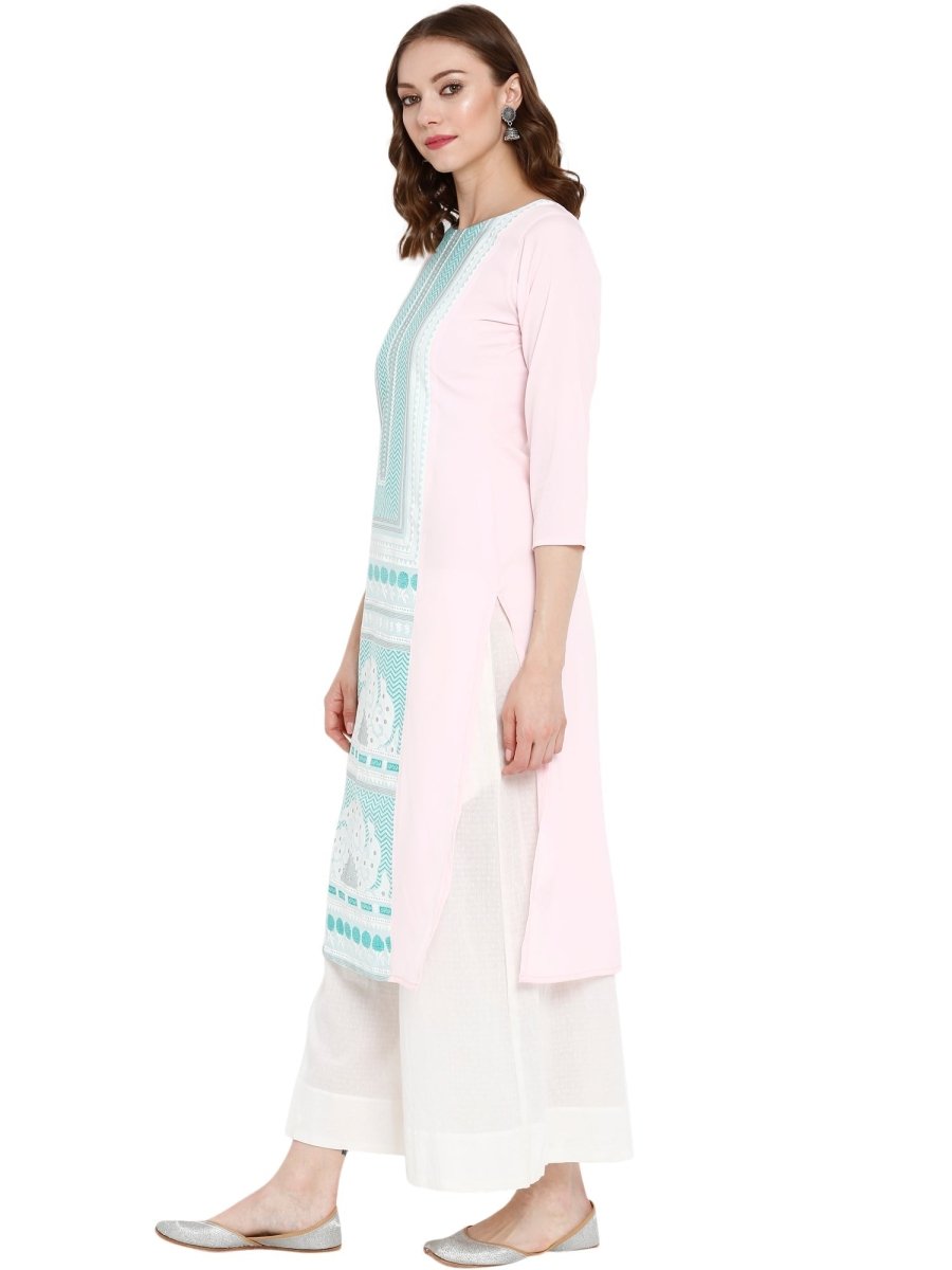 Ahalyaa Women Pink Printed Straight Kurta