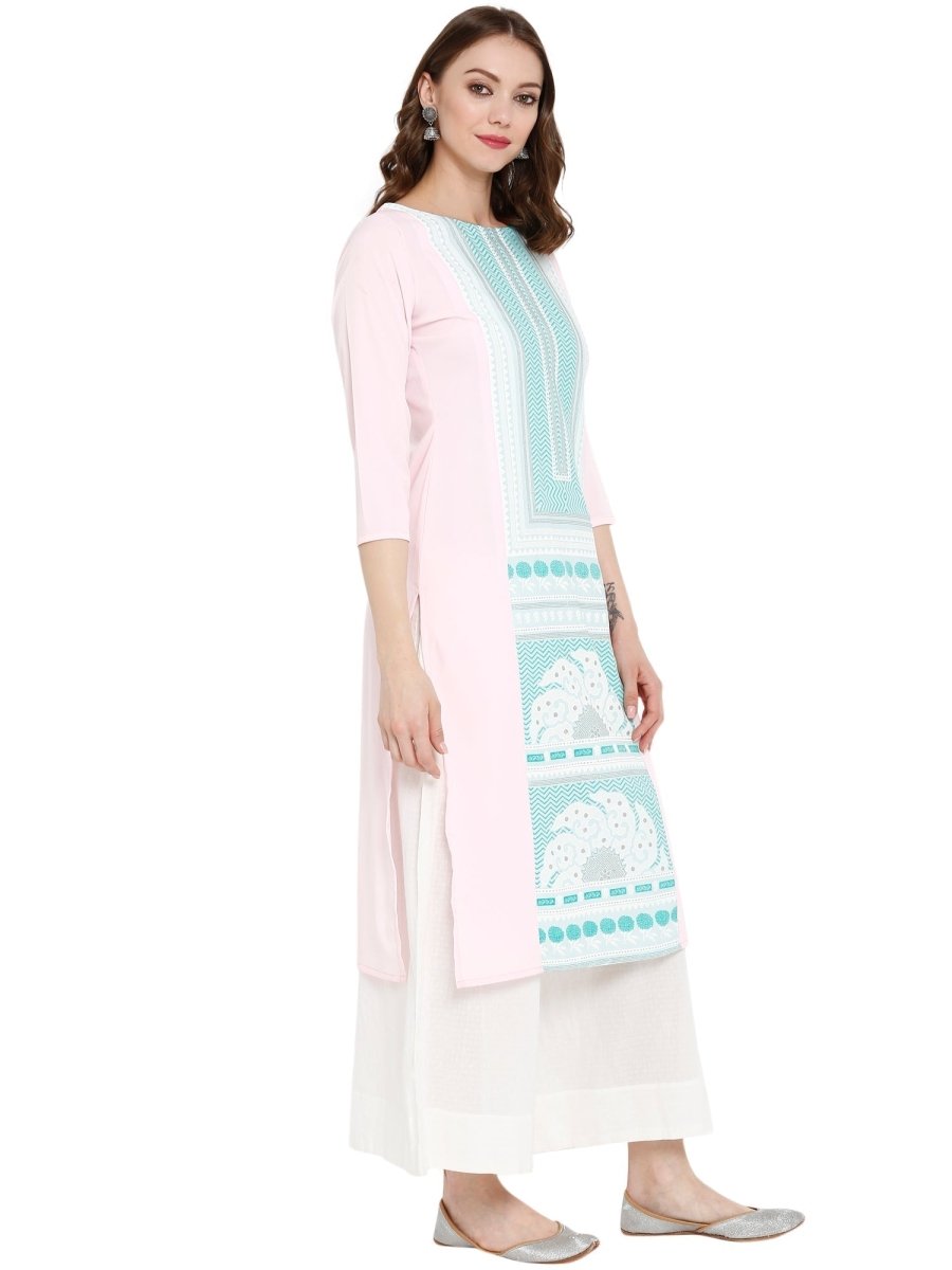 Ahalyaa Women Pink Printed Straight Kurta