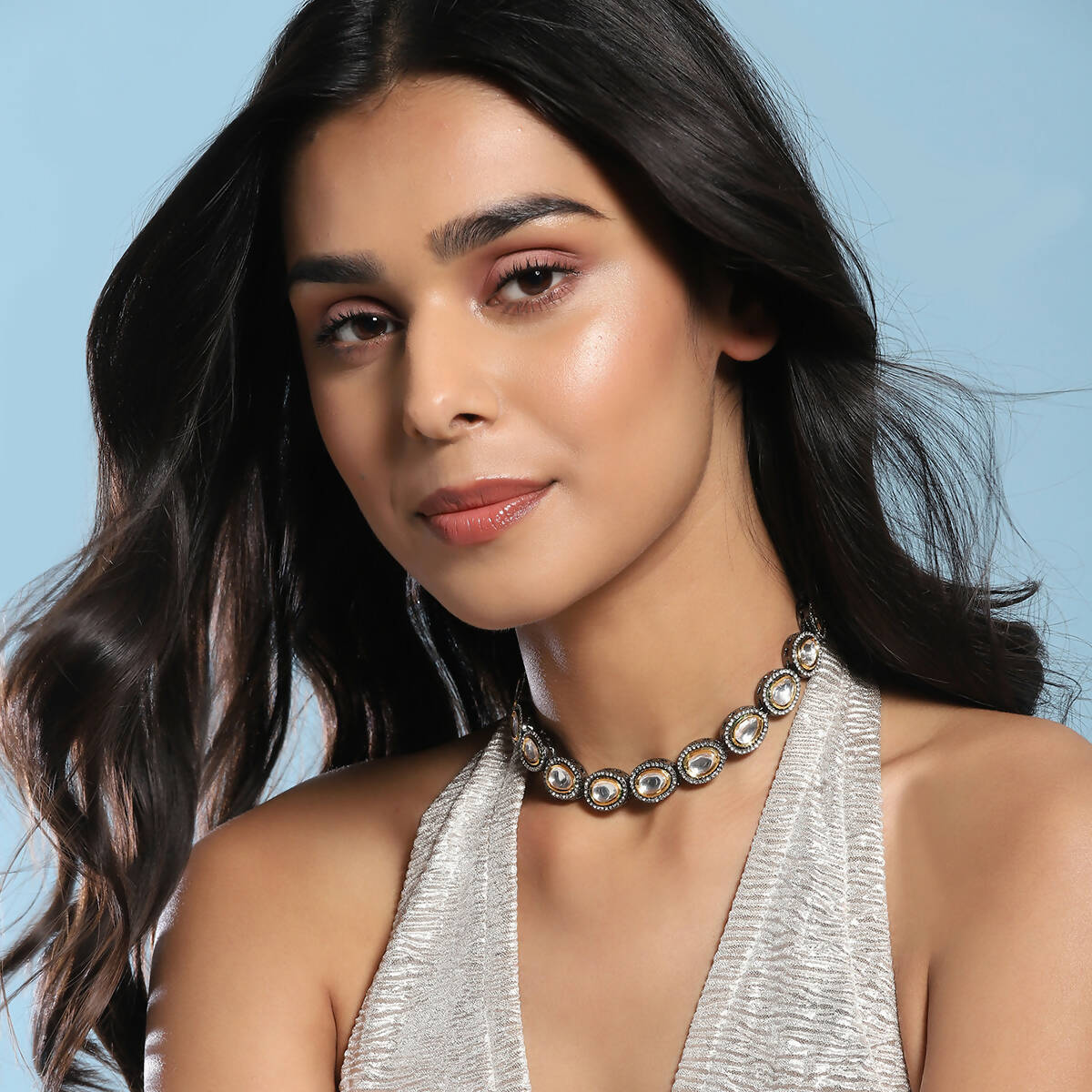 Silver-Toned Brass Rhodium-Plated Necklace - Ruby Raang