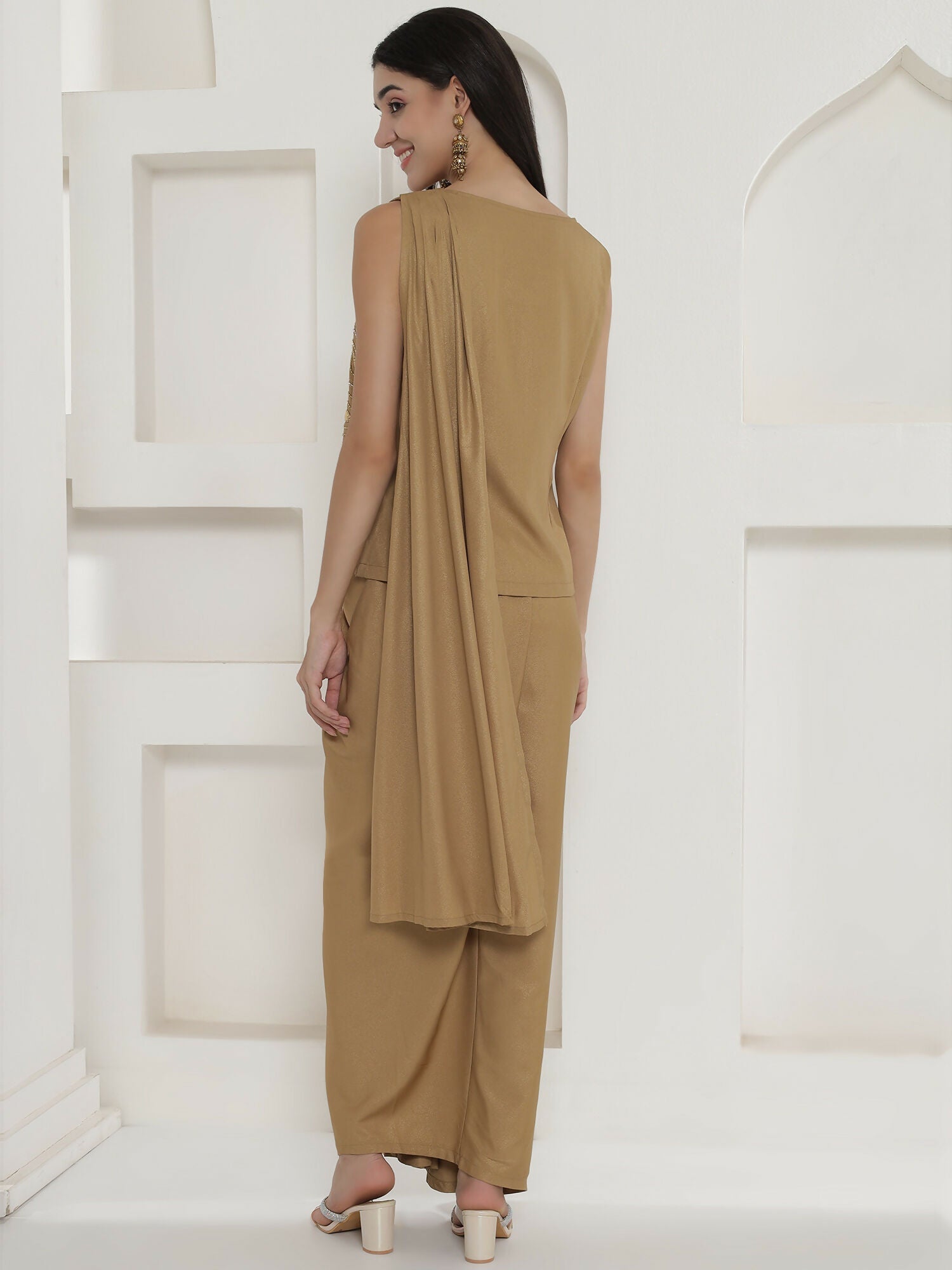 Joban Fashion Golden Shimmer Chinnon Skirt Set