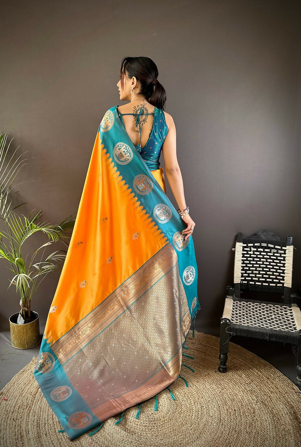 Joban Fashion Teal Butti Banarasi Silk Sarees