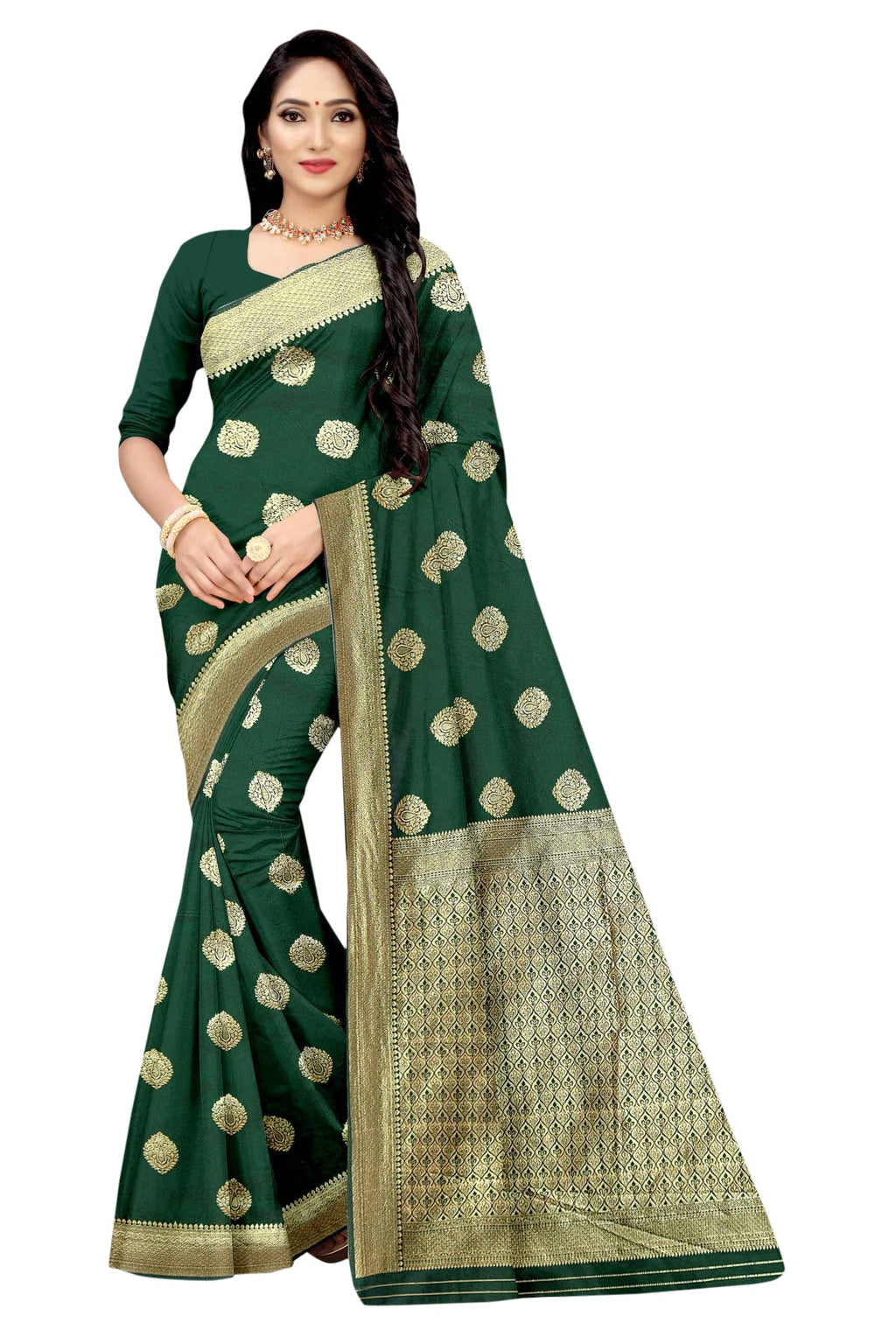 Vamika Green Weaving Banarasi Jacquard Saree