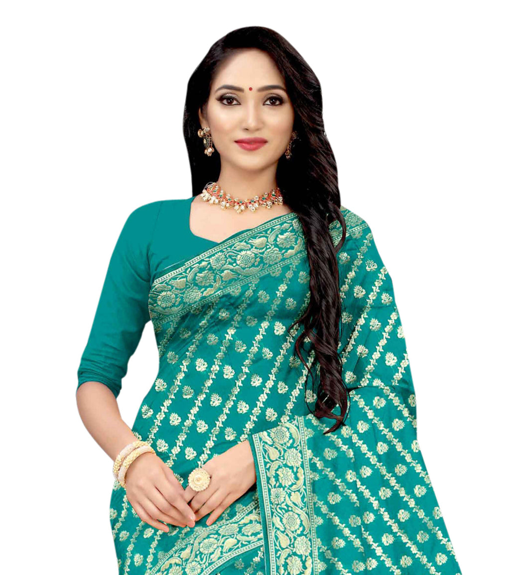 Vamika Rama Green Weaving Banarasi Jacquard Saree