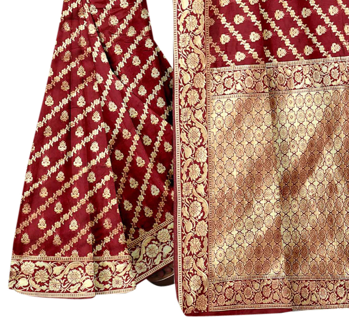 Vamika Maroon Weaving Banarasi Jacquard Saree