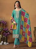 Vegaa Fashion Sky Blue Chinon Silk Embroidered Salwar Suit