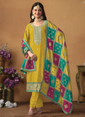 Vegaa Fashion Yellow Chinon Silk Embroidered Salwar Suit