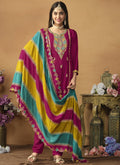 Vegaa Fashion Rani Pink Chinon Silk Embroidered Salwar Suit