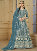 Vegaa Fashion Designer Grey Faux Georgette Embroidery Anarkali Suit