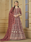 Vegaa Fashion Designer Dark Peach Faux Georgette Embroidery Anarkali Suit